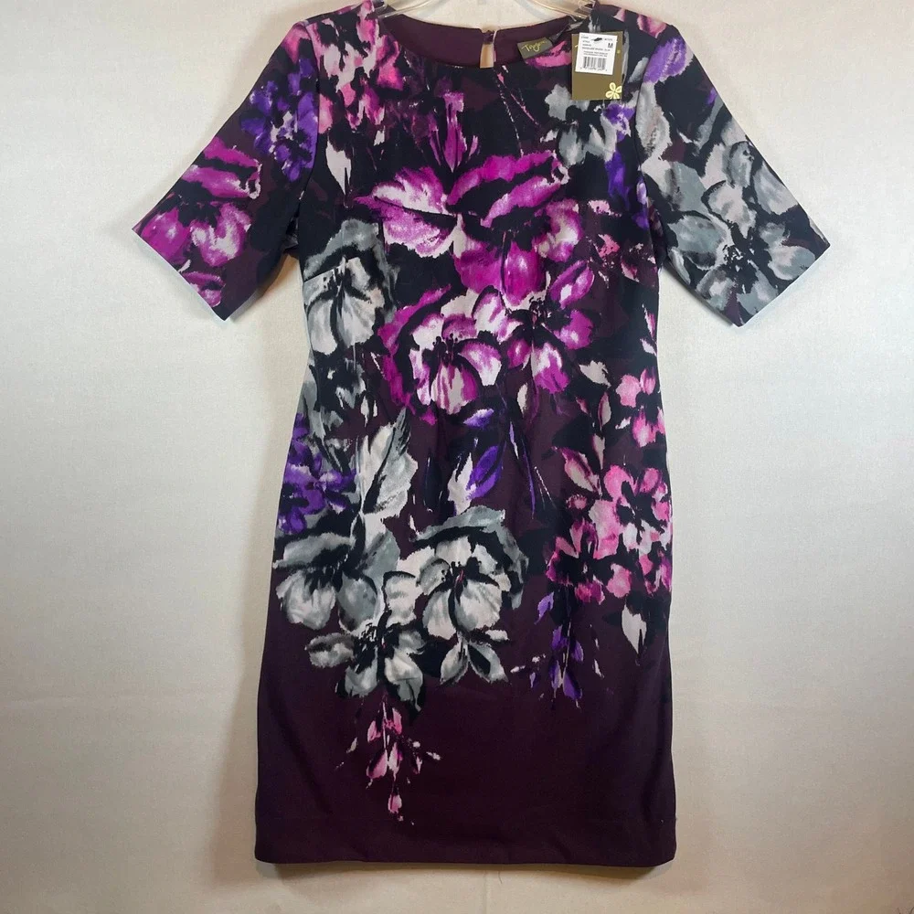 Taylor Women's‎ Floral Print Knee Length Sheath Dress - Size M - Picture 2 of 9